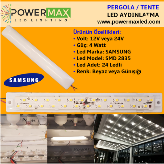 Pergola Tente Led Aydınlatma Samsung 2835 Ledli 4W