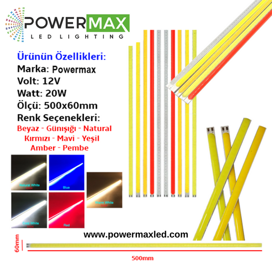 Powermax 12V 20W COB LED 500x60mm Chip