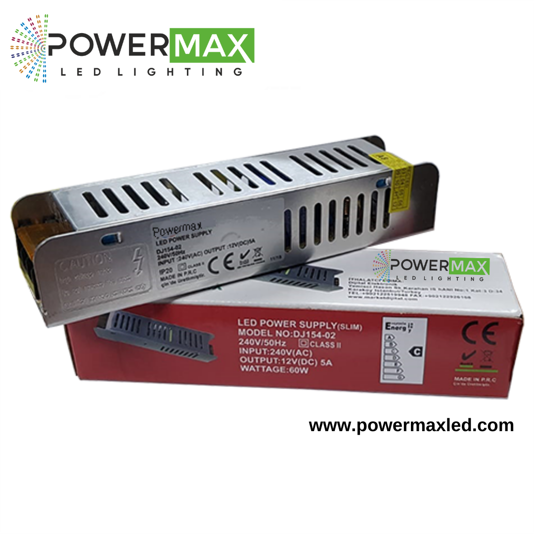 Powermax 12V 5A 60W Slim Adaptör – POWERMAX LED LIGHTING
