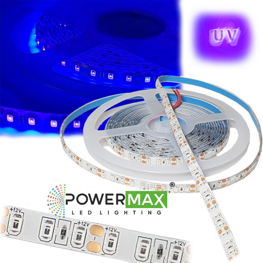 Powermax 12V UV (Ultraviyole) Şerit Led SMD 2835 Metrede 120 Led IP65 (5mt)