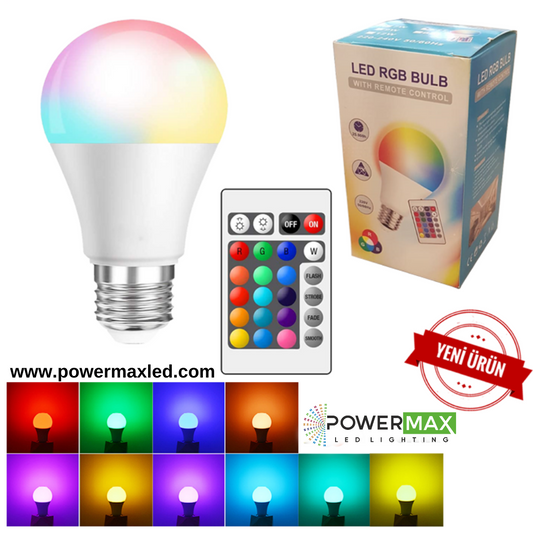 Powermax 7W RGBW Led Ampul IR Kumandalı