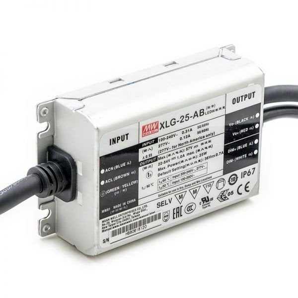 XLG-25-AB 22~54Vdc,250~1050mA DIM+ADJ Meanwell